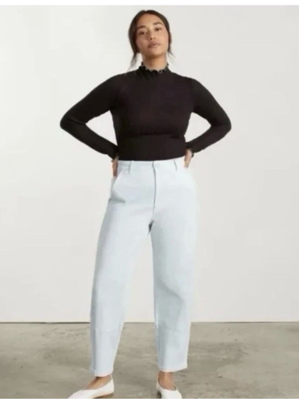 Everlane Barrel Leg Pants Pale Blue Womens Size 8 Light Baby Blue ICE